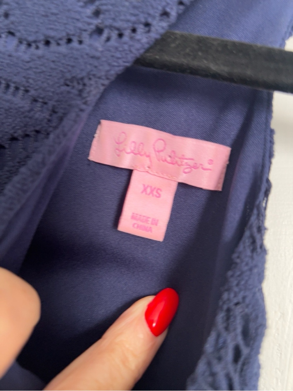 Lilly Pulitzer Navy Crochet Pom-Hem Shift Dress - Picture 4 of 5